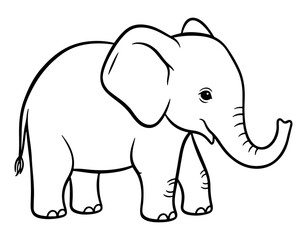 Obraz premium Adorable Outlined Baby Elephant Illustration Perfect for Coloring Pages and More