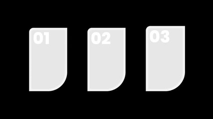 Animated infographic with three gray text placeholders for dynamic content. Suitable for presentations, websites, and educational videos.