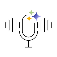 AI Generated Audio icon. Voice Synthesis, Music Creation, AI-Powered Sound Design, Automated Audio Editing, Creative Audio Tools.