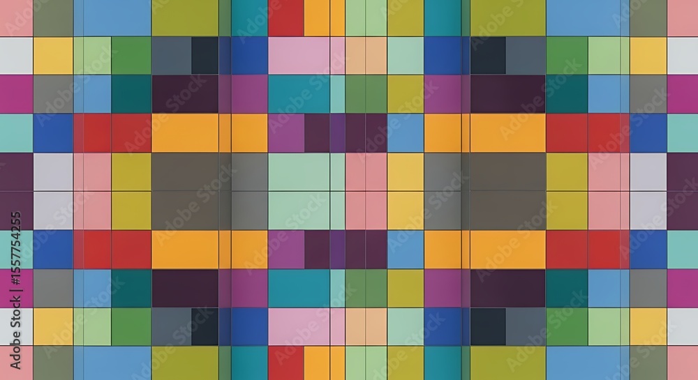 Poster abstract arrangement of colorful rectangular tiles pattern