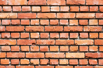 Textured fresh made brick stone wall in Heist Op Den Berg, Antwerp Province, Belgium