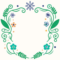 Floral Decorative Green Frame with Nature-Inspired Elements