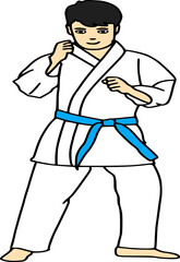 Karate kid with blue belt