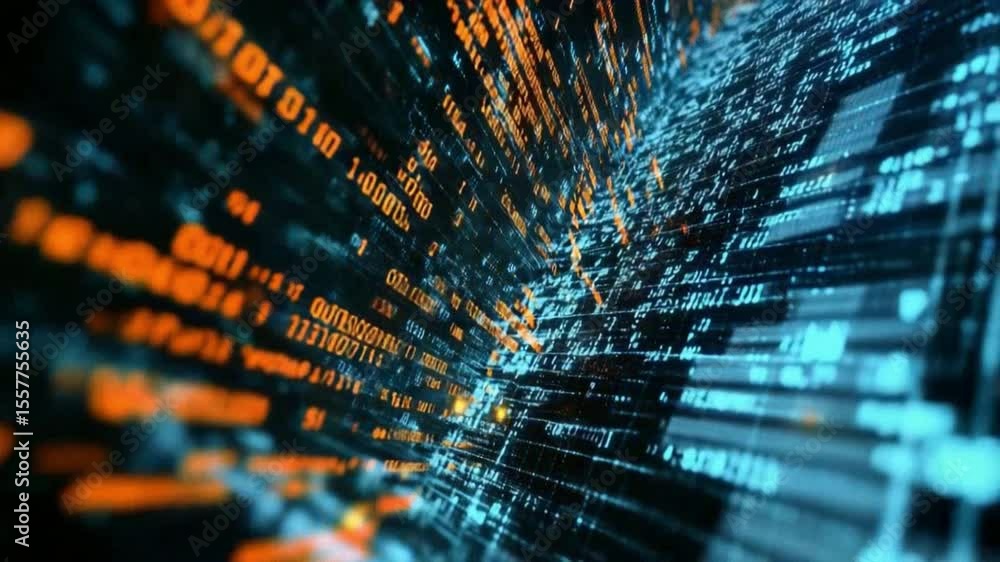Leinwandbilder Data Flow Dynamics: Digital data stream, showcasing a dynamic flow of information in a futuristic and abstract visual, perfect for illustrating technology and digital transformation concepts. 