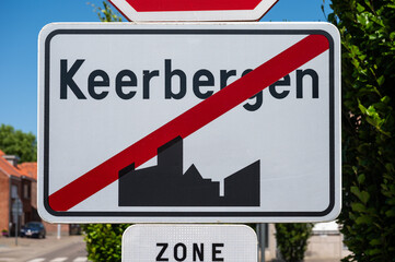 Road sign of the village of Keerbergen, Flemish Brabant, Belgium
