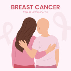 Breast cancer Month with a pink ribbon. International Breast Cancer Day. Vector illustration
