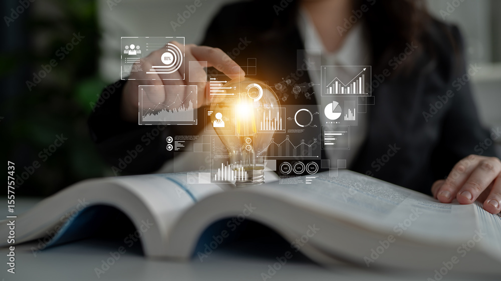 Poster data insights, charts, and analytics help visualize performance. data drives strategy, analytics enh