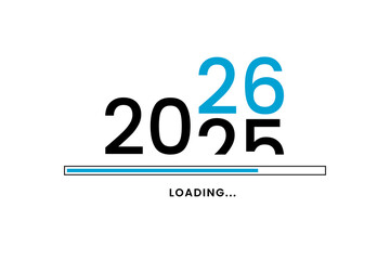 Loading process ahead of new year 2026. Symbol of new year 2026 celebration. Creative festive banner with trendy design. Vector illustration