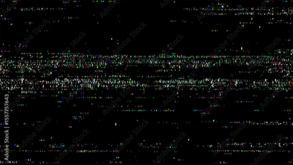 Poster Abstract background with VHS video noise glitch vector. Digital error and distortion for old media effects.