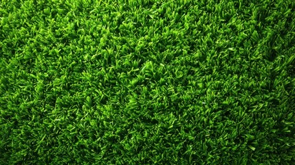 Artificial grass with vivid green hue viewed from above