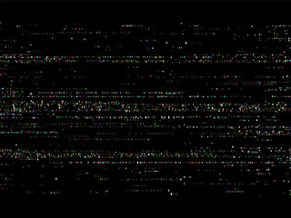 Digital noise and static screen with colorful pixels. Retro vhs video glitch effect. Abstract signal interference background.
