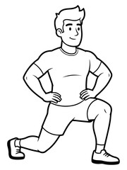 Man in athletic stance doing a lunge exercise for fitness training