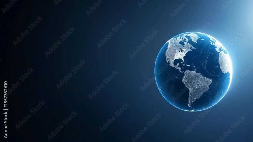 Aufkleber Global Harmony: Captivating image of planet Earth illuminated by a gentle light, against a dark backdrop. Emphasizing the interconnectedness of nature and technology.