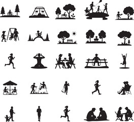 People enjoying park activities and leisure recreation