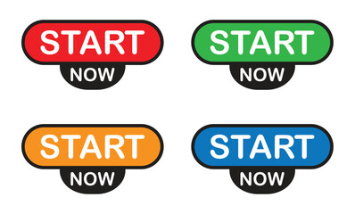 colorful start now buttons set