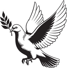 Fototapeta premium Symbolic black and white dove of peace in flight.