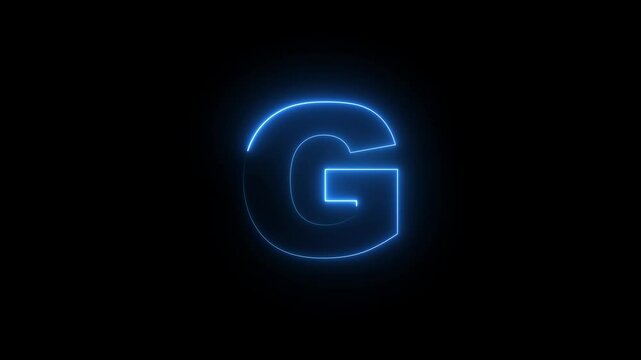 Neon G icon  on Black Background.