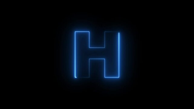 Neon Letter H icon  on Black Background.