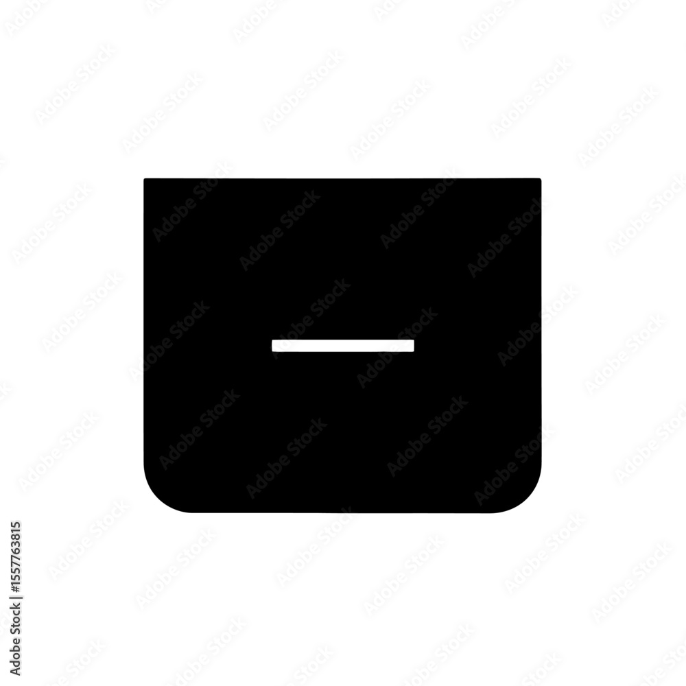 Poster a black rectangle with rounded corners and a white horizontal line in the middle on a white backgrou