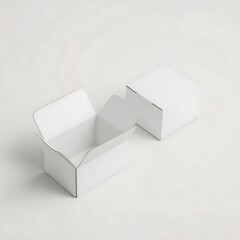   Realistic 3D White Cardboard Box Mockup &mdash; Open and Closed Packaging Box on Solid Background for Branding and Product Design 