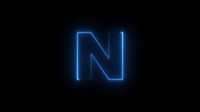Neon Letter N icon  on Black Background.