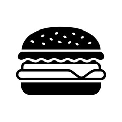 Hamburger vector illustration of a fast food burger with bun meat cheese and vegetables on white background