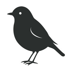 Robin Perched In Side View Silhouette