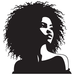 Black Afro Woman Silhouette Vector Illustration with Natural Hairstyle