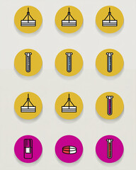 set of business icons: handshake, contract, briefcase