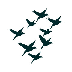 Flock Of Birds In Flight Silhouette