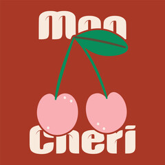 Sweet cherry artwork. Cherry juice print. Cherry graphic, vintage hand drawn fruits print design, fruit print artwork, summer t-shirt design, women's t-shirt , tops, sweatshirt fruit print design