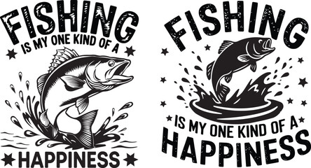 Fishing typography t shirt design with Fishing vector, Fishing quotes. Black and White Vector Illustration.