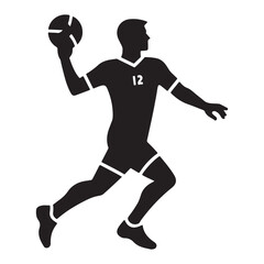 Male Handball Player Silhouette Sports Action Vector Art Graphic