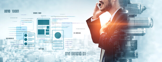 Fototapeta na wymiar UI UX mockup showing application layout, structure, and code interface. UI design defines user flow, UI design improves clarity, UI design enhances experience, and UX design supports logic. Vouch