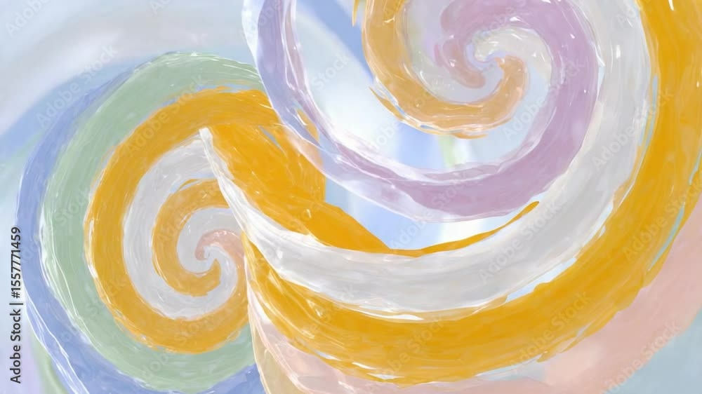 Poster whimsical swirls: a dreamy composition of spiraling, colorful forms evoking a sense of fantasy, crea