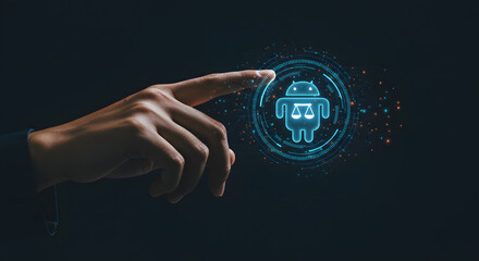 Robot law ai justice regulation technology legal concept android system application mobile ethics cyborg computer program development innovation