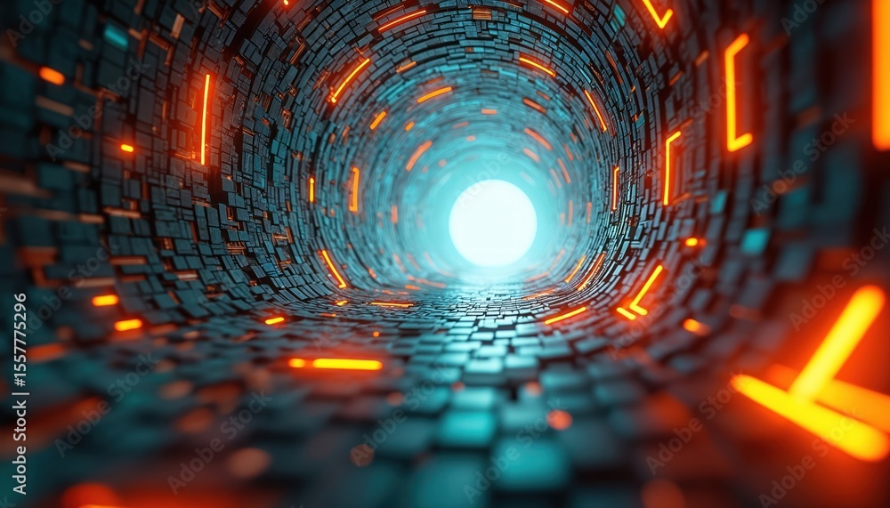 Poster abstract digital tunnel. futuristic hi-tech background. technological concept. cybernetic design. br