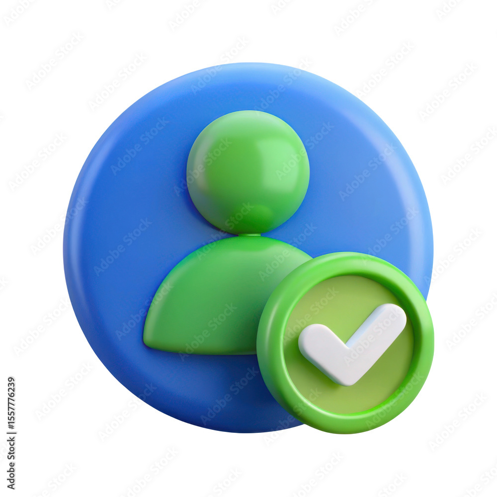 Poster 3d user profile with checkmark isolated on transparent background