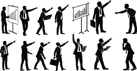 Corporate gesture silhouette vector with formal attire