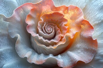 Detailed close-up of a stylized, symmetrical rose with intricate layers