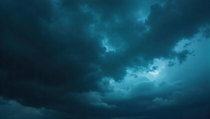 Fototapeta premium Dramatic Storm Clouds Gather Overhead, Heavy with Rain, Creating a Moody Nightfall Atmosphere. Impending Downpour, Dark Grey and Black Sky, Ominous Weather.