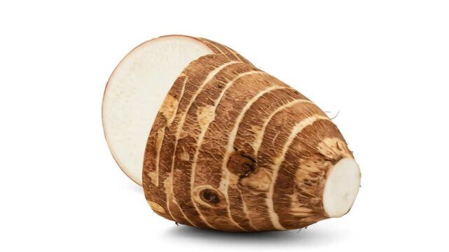 Sliced taro root veggie sectioned