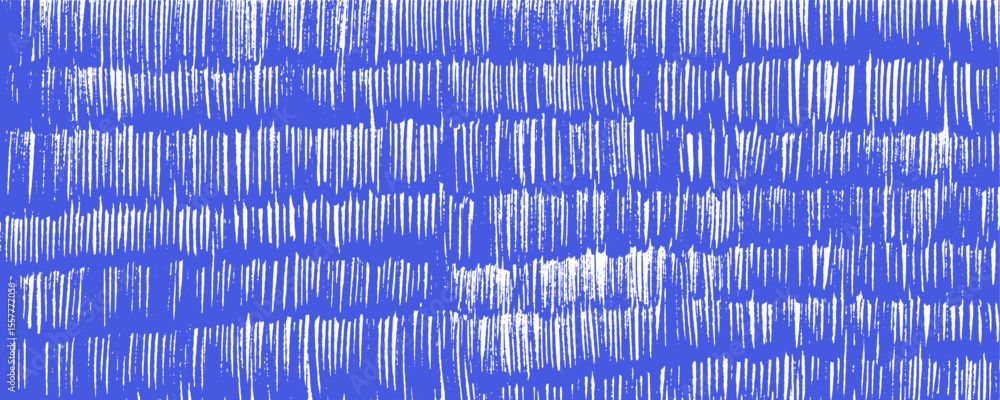 Aufkleber Crayon drawn vertical short lines texture. Blue or ultramarine crosshatch background with vertical strokes. Childish scribbles background. Colorful crayon rough texture. Sketch vector illustration.