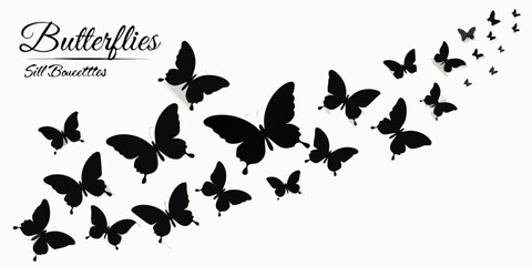 Naklejka premium black silhouettes of butterflies