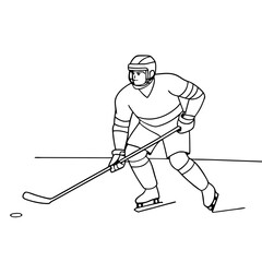 Fototapeta premium Ice hockey player skating and preparing to shoot puck on rink 