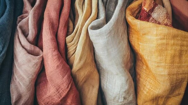 Soft, naturally dyed linen fabrics in autumnal hues