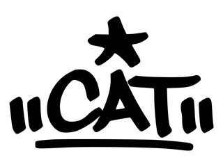 Graffiti tag of “Cat” with hand-drawn black style and bold strokes. Urban street art perfect for pet lovers, stickers, fashion, and youth designs.