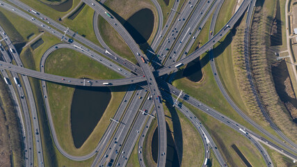multi level traffic intersection highway, clover leaf, multil lane. Mobility and transport, to...