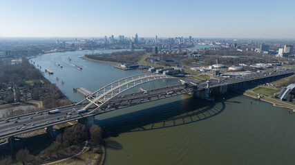 Brienenoordbrug, birdge for highway traffic, aerial photo.