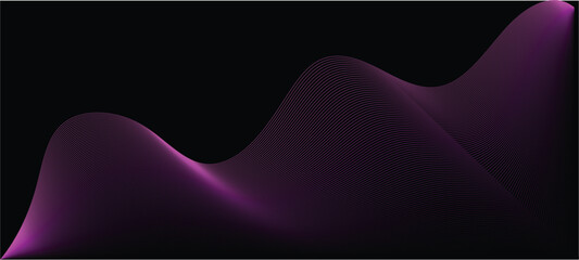 Abstract Wave Line Background &ndash; Twisted Technology Sound Frequency Curve with Flowing Blend Effect on Black.
